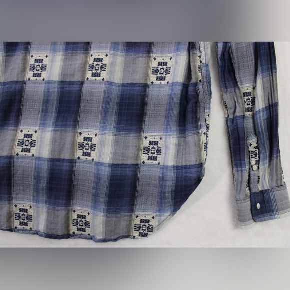 American Eagle Western Long Sleeve Plaid Pearl Snap‎ Button Down Women's Small - Picture 14 of 16